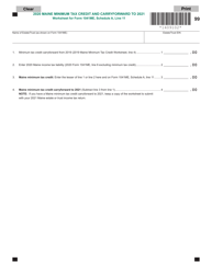 Document preview: Form 1041ME Schedule A Minimum Tax Credit Worksheet - Maine