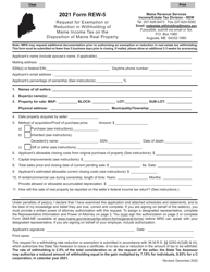 Form REW-5 &quot;Request for Exemption or Reduction in Withholding of Maine Income Tax on the Disposition of Maine Real Property&quot; - Maine, 2021