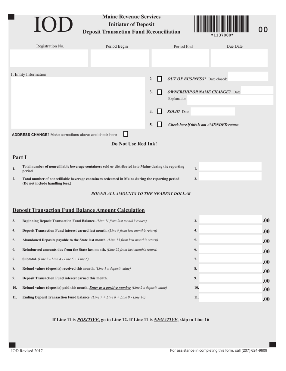 Form IOD Fill Out, Sign Online and Download Fillable PDF, Maine
