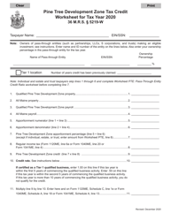 Document preview: Pine Tree Development Zone Tax Credit Worksheet - Maine, 2020