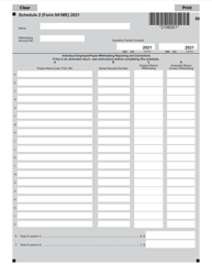 Document preview: Form 941ME Schedule 2 Income Tax Withholding Listing Page - Maine, 2021