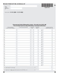 Document preview: Form 941P-ME Schedule 2P Withholding Listing Page - Maine, 2020