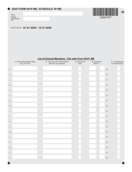 Document preview: Form 941P-ME Schedule 3P-ME List of Exempt Members - Maine, 2020