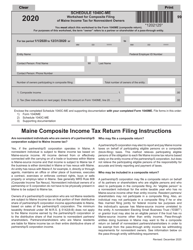 Schedule 1040C-ME Worksheet for Composite Filing of Maine Income Tax for Nonresident Owners - Maine