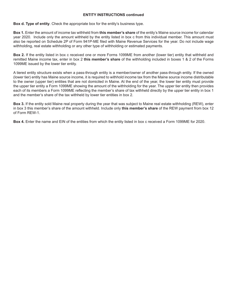 Form 1099ME Maine Pass-Through Withholding - Maine, Page 2