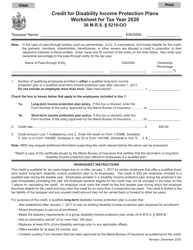 Document preview: Credit for Disability Income Protection Plans Worksheet - Maine
