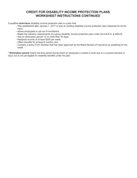 Credit for Disability Income Protection Plans Worksheet - Maine, Page 2