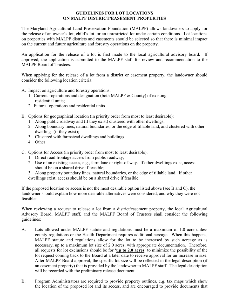 Application for Family Lot Exclusion - Maryland, Page 3