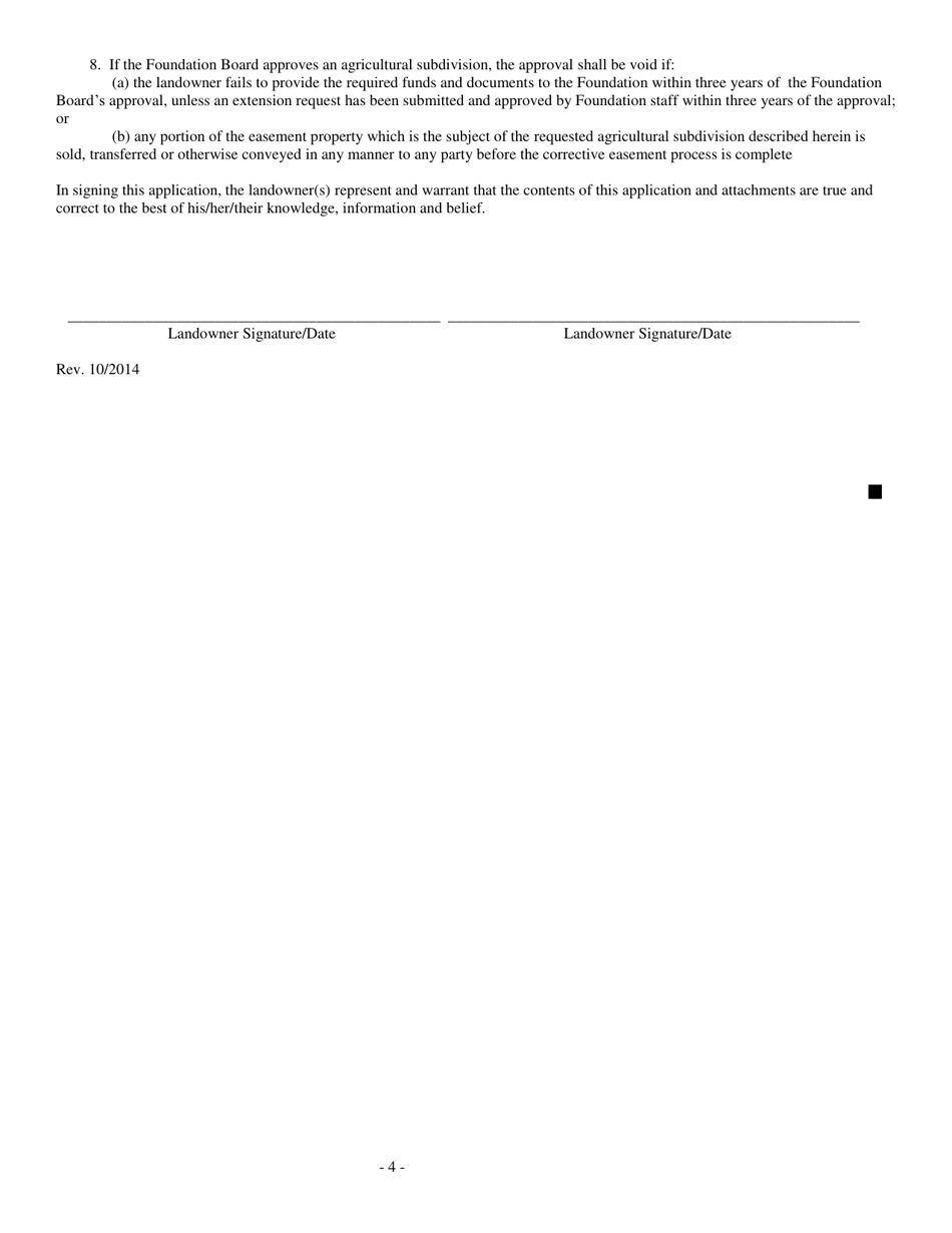 Application for Agricultural Subdivision - Maryland, Page 4