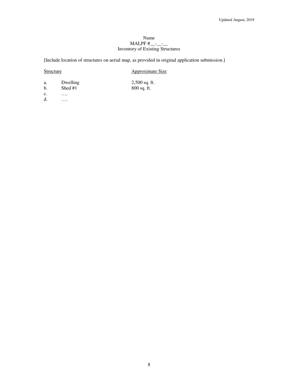 Maryland Agricultural Land Preservation Foundation Form for Baseline Documentation - Maryland, Page 8
