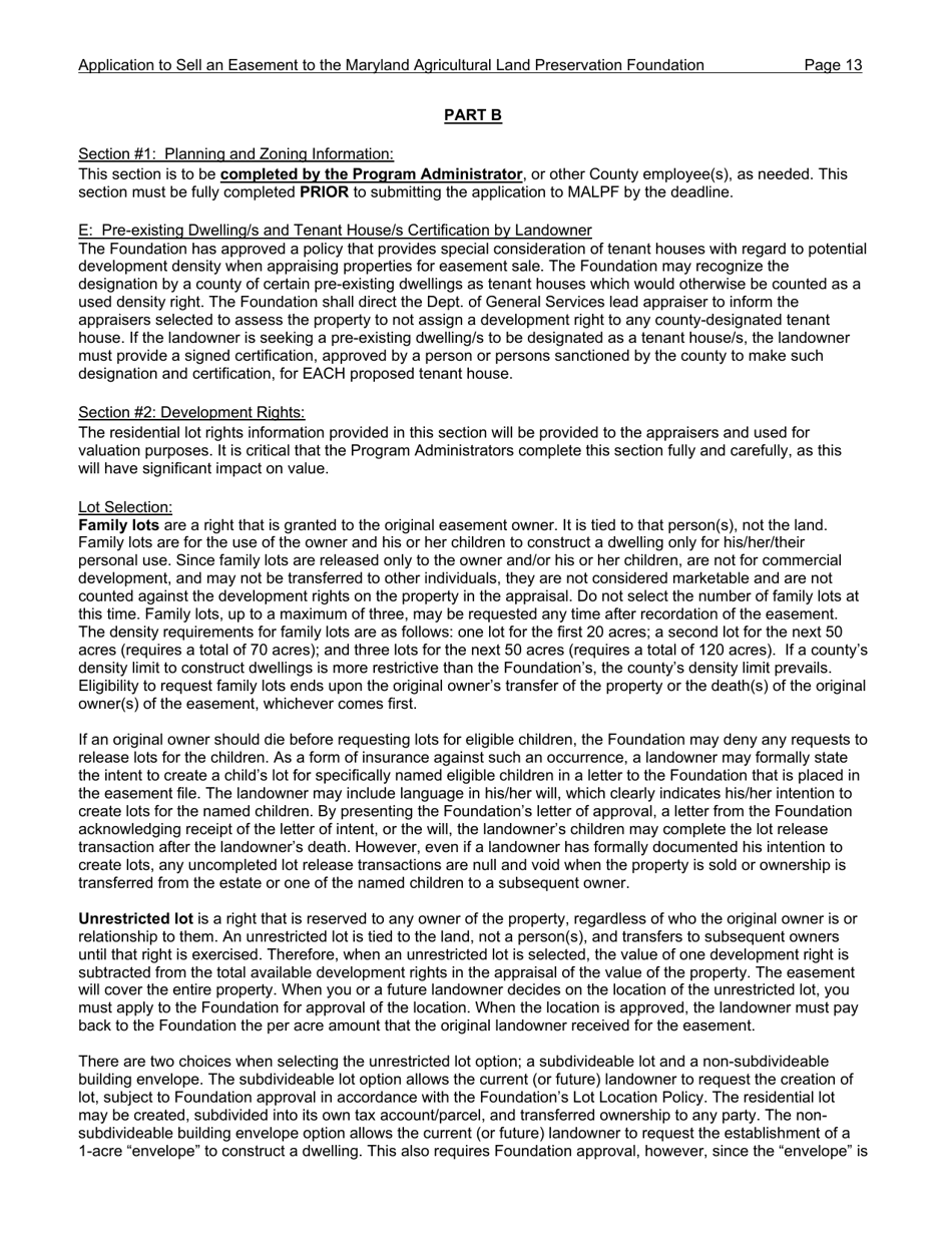Application to Sell an Easement - Maryland, Page 13