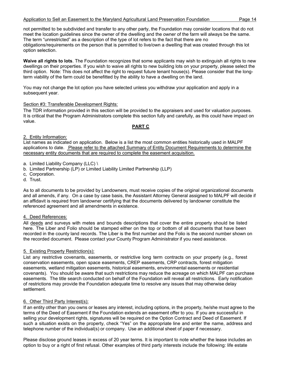 Application to Sell an Easement - Maryland, Page 14