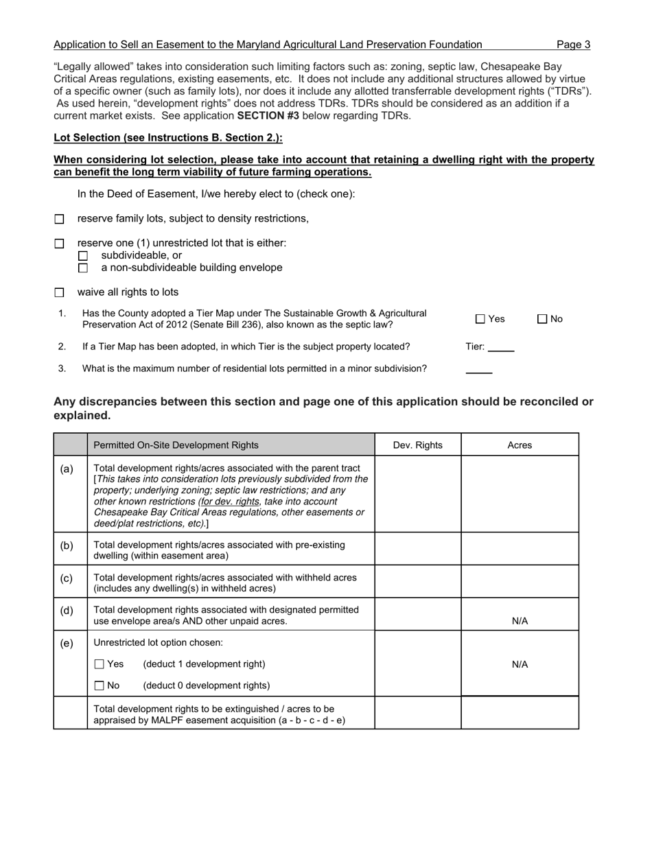 Application to Sell an Easement - Maryland, Page 3