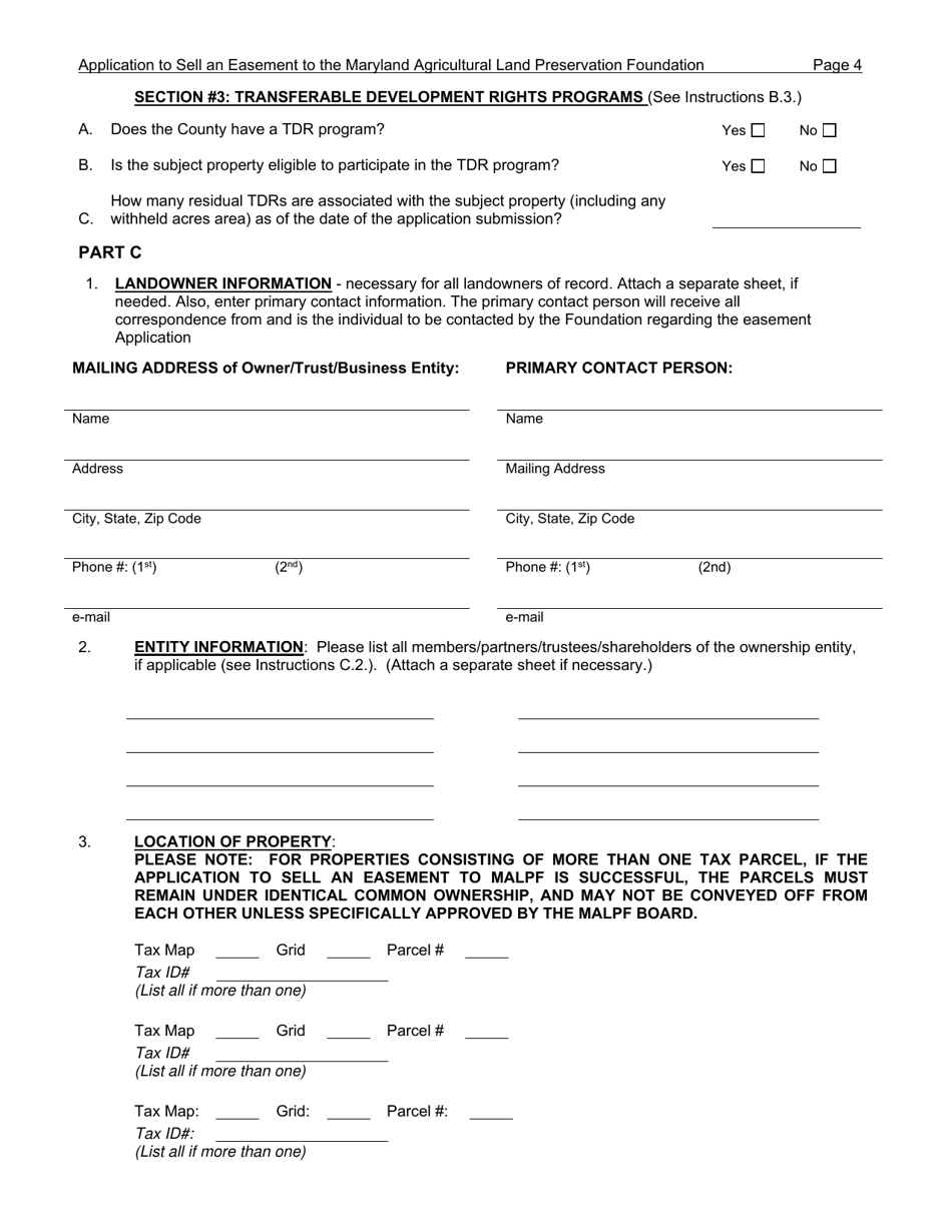 Application to Sell an Easement - Maryland, Page 4