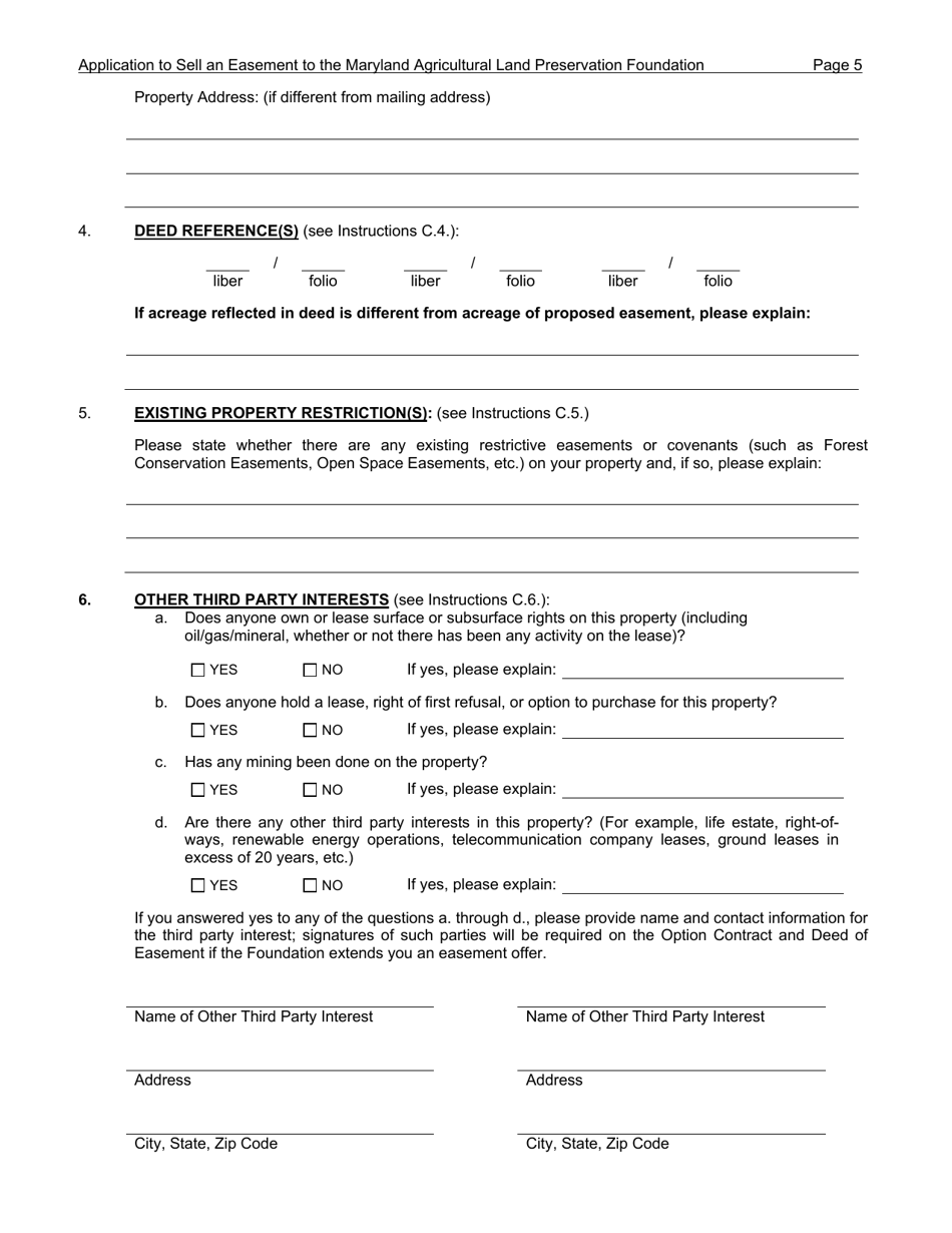 Application to Sell an Easement - Maryland, Page 5