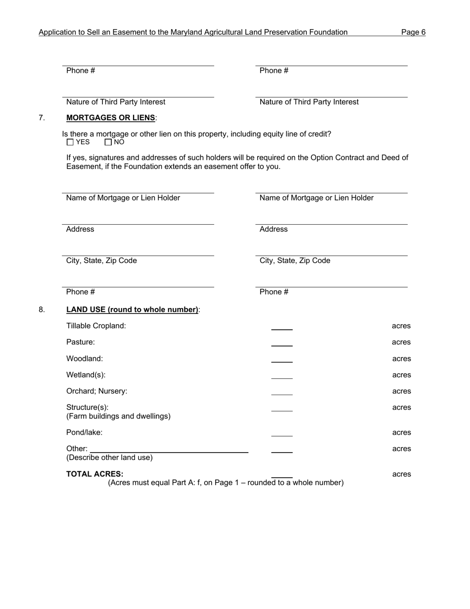 Application to Sell an Easement - Maryland, Page 6