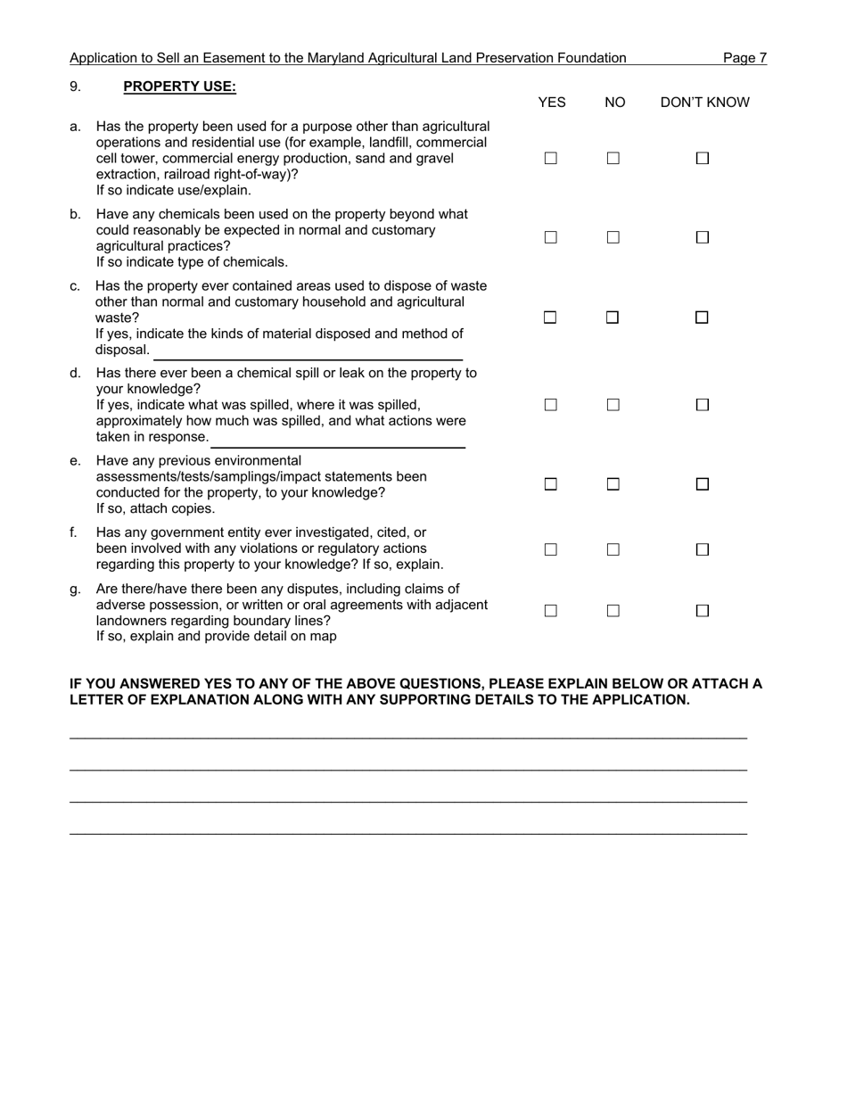 Application to Sell an Easement - Maryland, Page 7