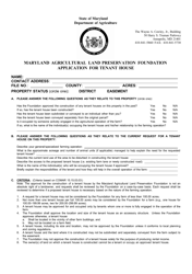 &quot;Application for Tenant House&quot; - Maryland