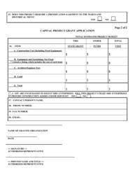 Capital Project Grant Application - Maryland, Page 2