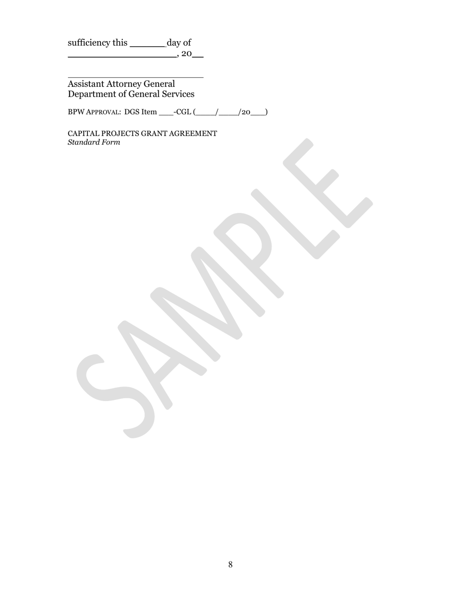 Capital Project Grant Agreement Beneficiary - Maryland, Page 8