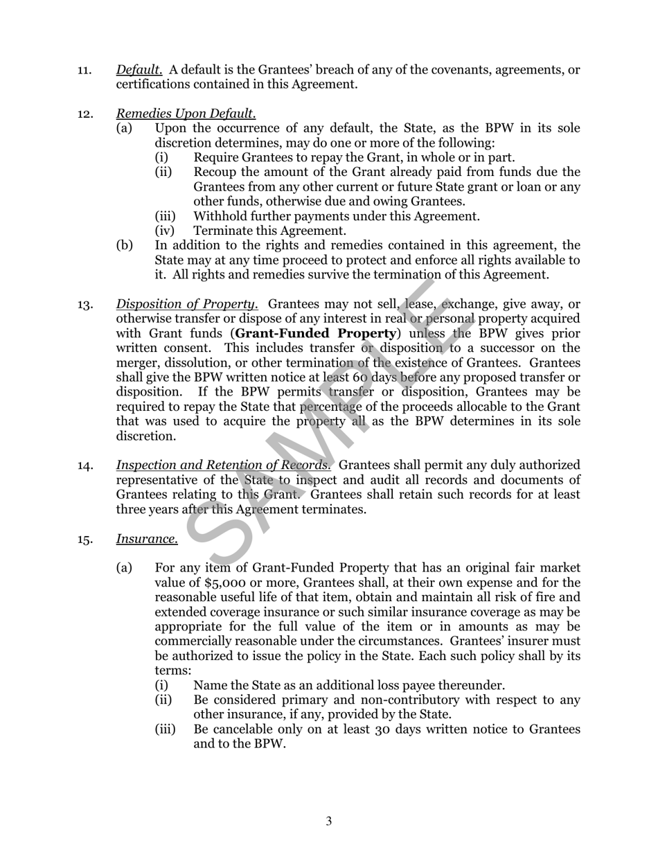 Capital Project Grant Agreement Two Grantees - Maryland, Page 3