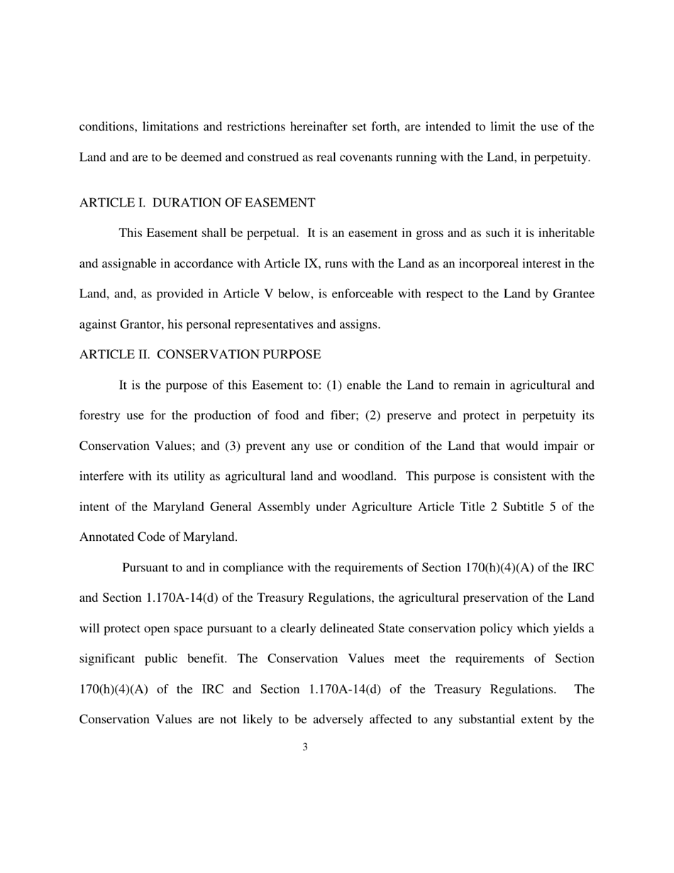 Deed of Easement - Maryland, Page 3
