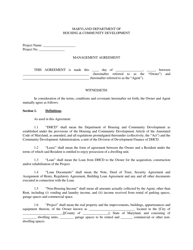Document preview: Management Agreement - Maryland