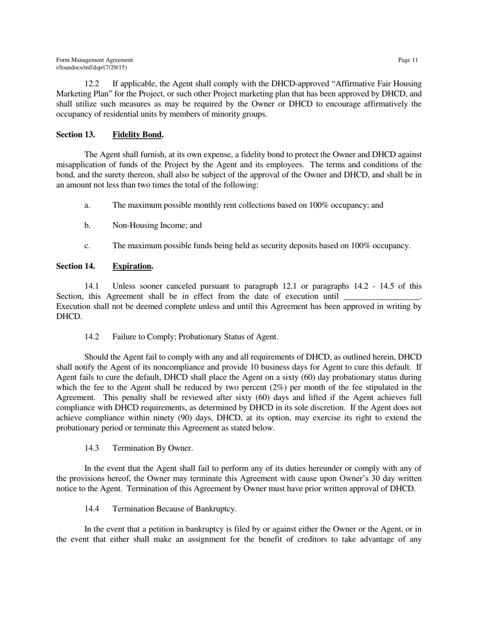 Management Agreement - Maryland, Page 11