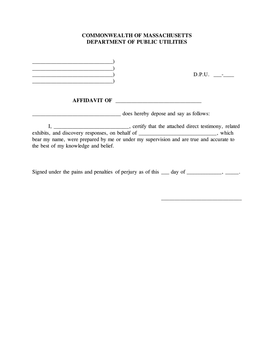 Affidavit - Massachusetts, Page 1