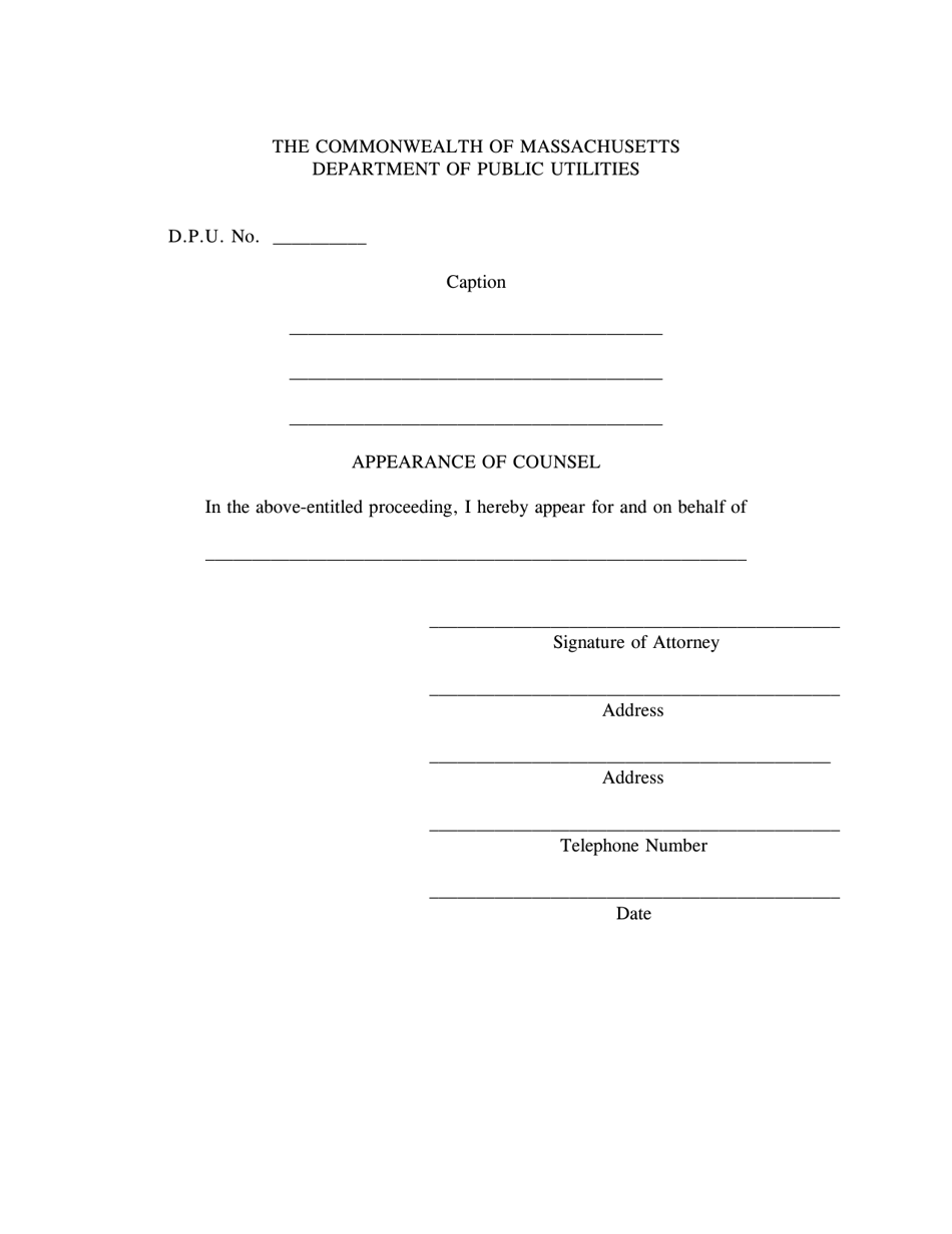 Massachusetts Appearance of Counsel Fill Out, Sign Online and