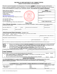 Form CAJ-258 &quot;Crime Victim Notification Request&quot; - Michigan
