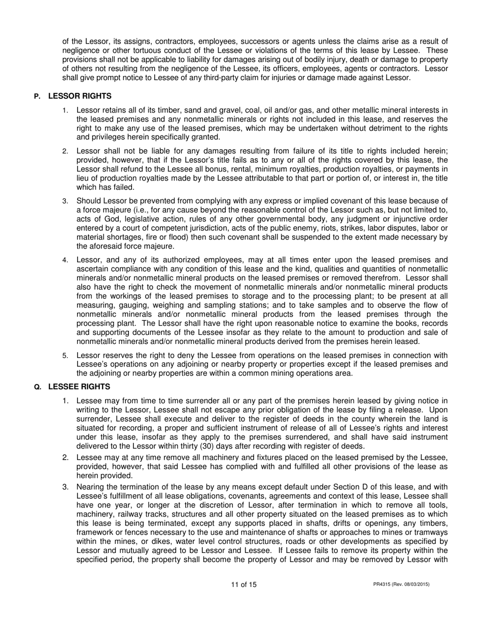 Form PR4315 Nonmetallic Minerals Salt Lease - Michigan, Page 11