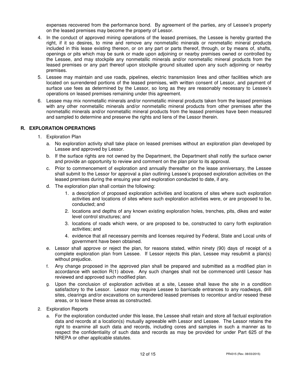 Form PR4315 Nonmetallic Minerals Salt Lease - Michigan, Page 12