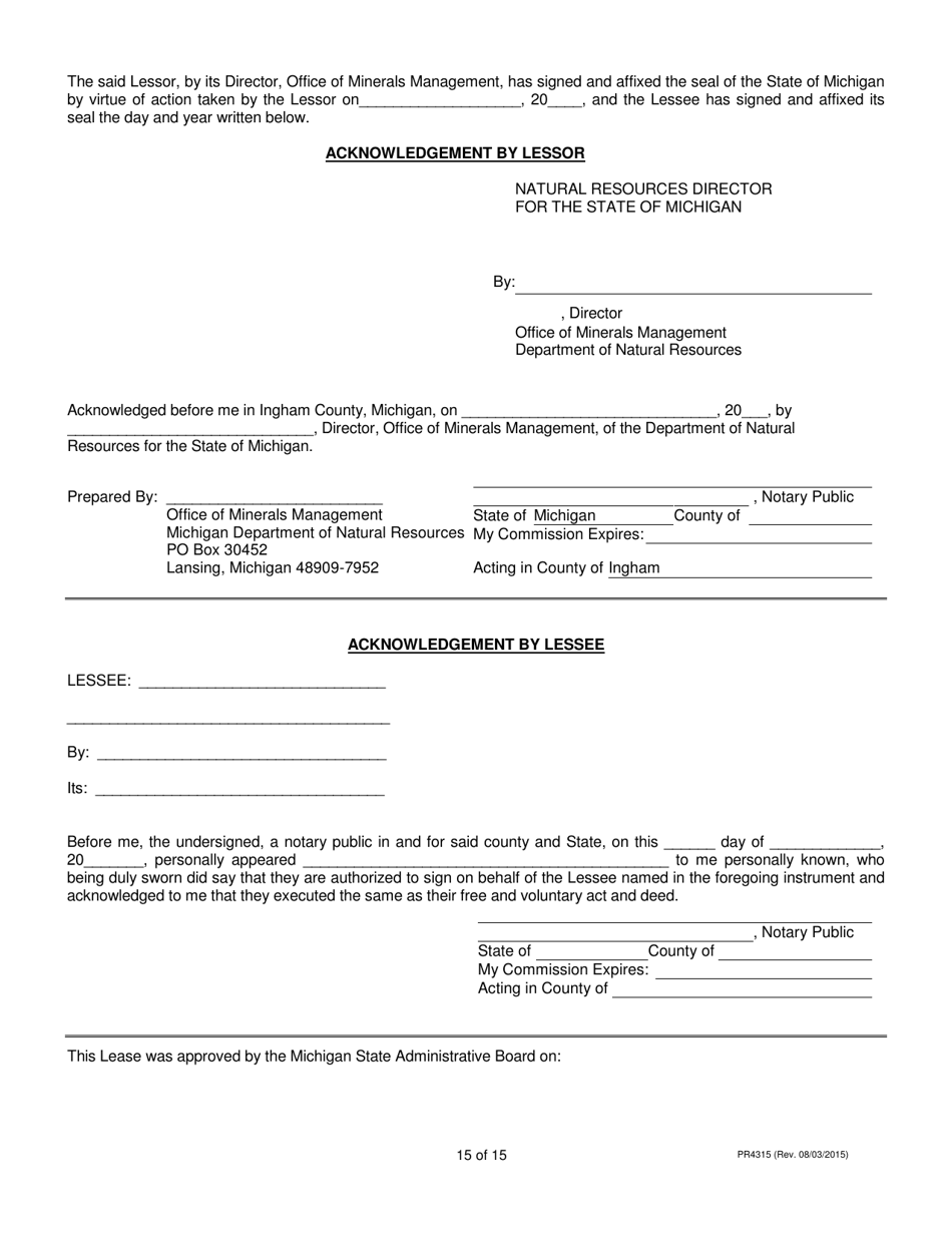 Form PR4315 Nonmetallic Minerals Salt Lease - Michigan, Page 15