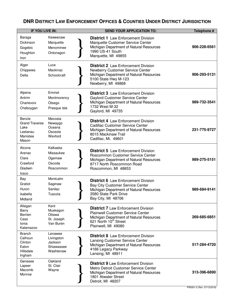 Form PR9301-2 Registration  Application for Inspection for Vessels to Carry Passengers for Hire - Michigan, Page 2