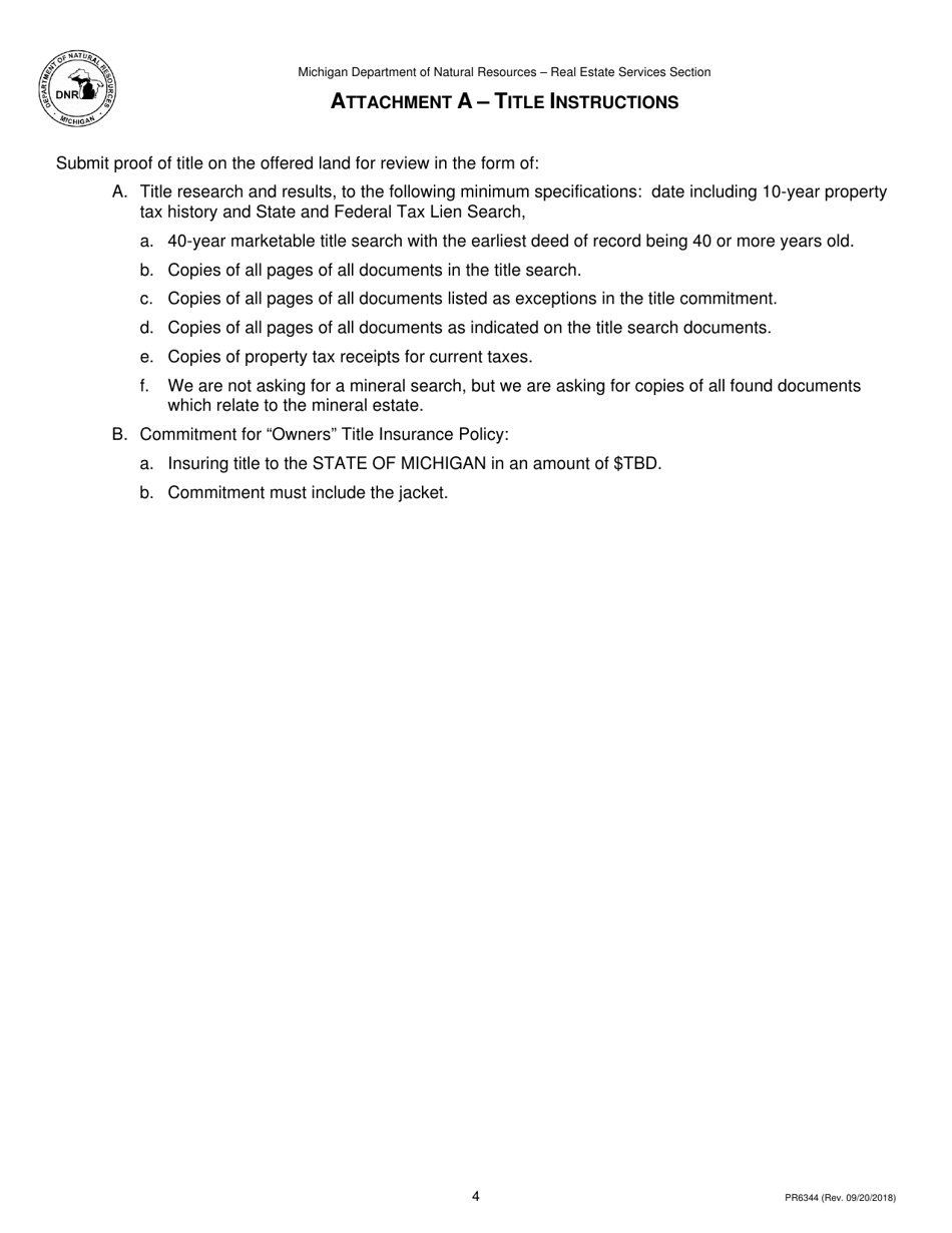 Form PR6344 Land Transaction Application - Exchange - Michigan, Page 4