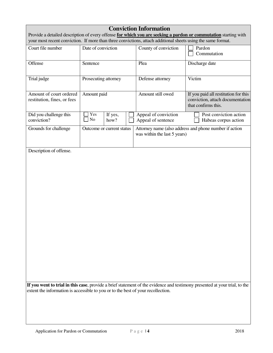 Application for Pardon or Commutation - Minnesota, Page 4