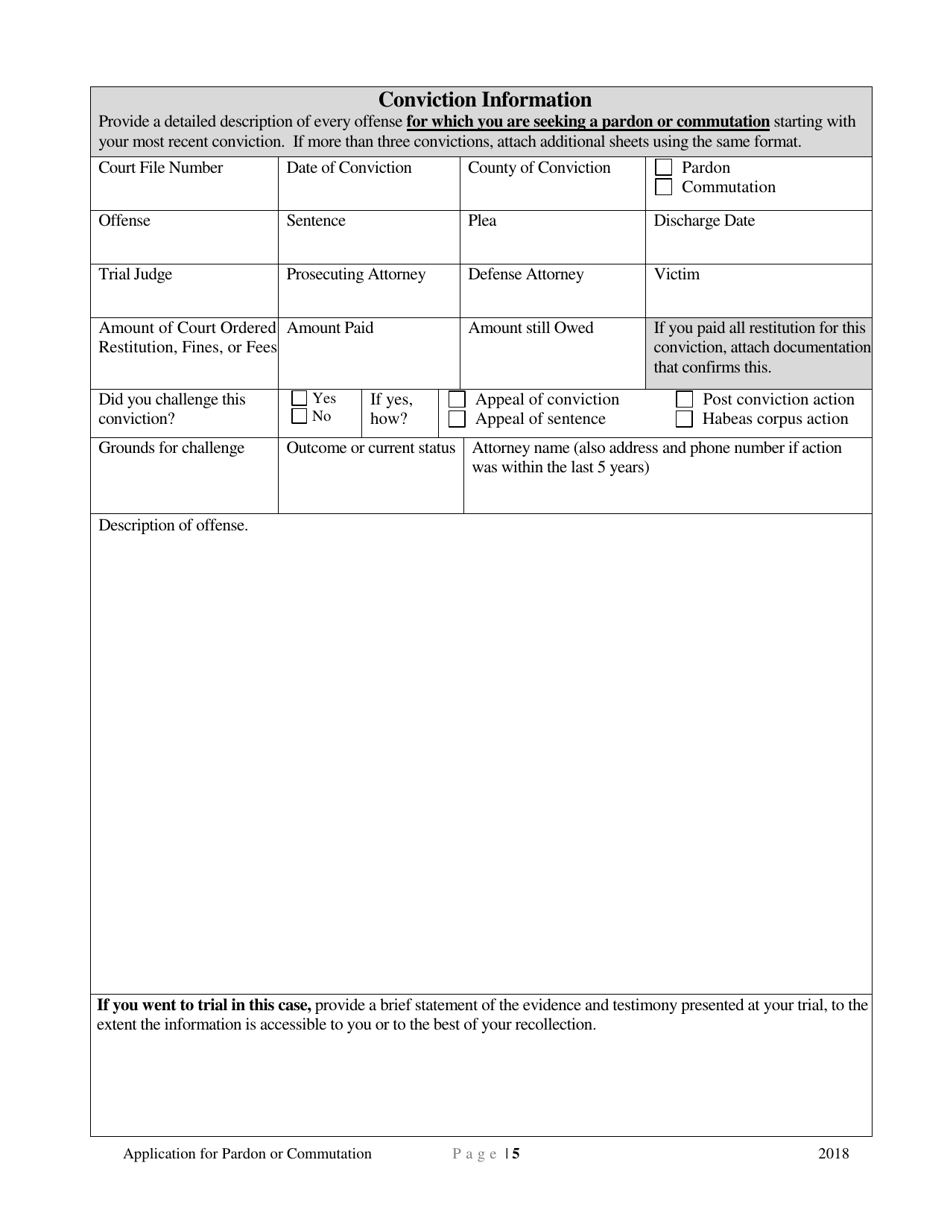 Application for Pardon or Commutation - Minnesota, Page 5