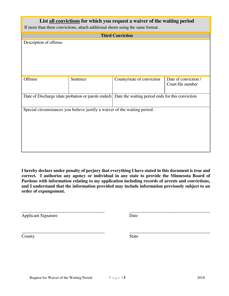 Request for Waiver of the Waiting Period - Minnesota, Page 3
