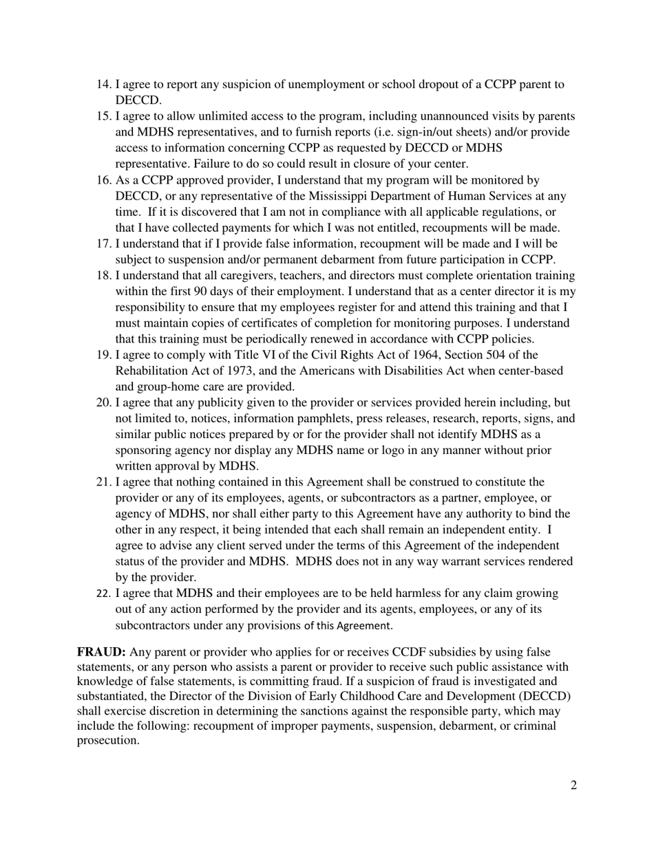 Application for Licensed Child Care Providers  Group Homes - Mississippi, Page 3