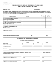 Form MDHS-SGCC-1011 Subgrantee Closeout Checklist - Mississippi