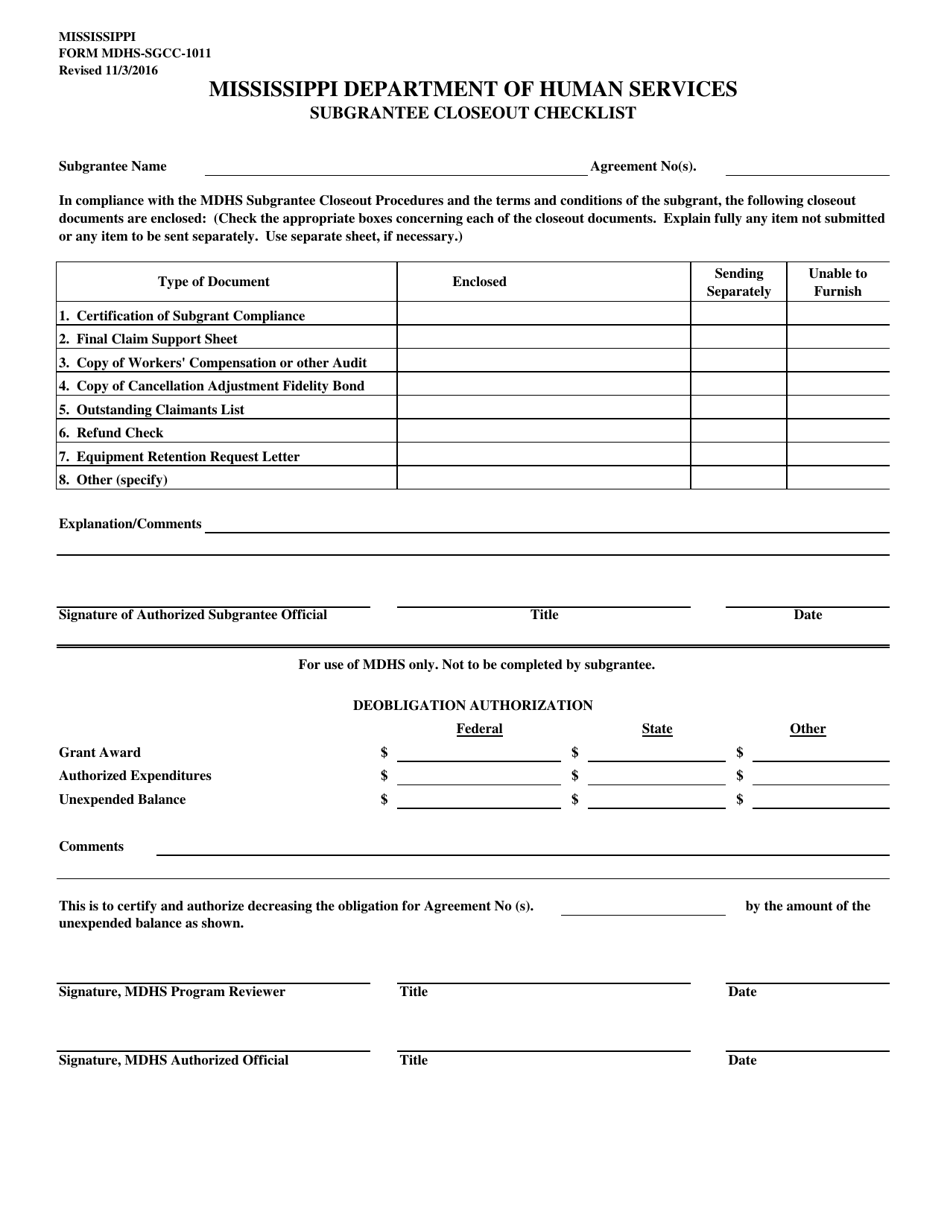 Form MDHS-SGCC-1011 - Fill Out, Sign Online and Download Fillable PDF ...