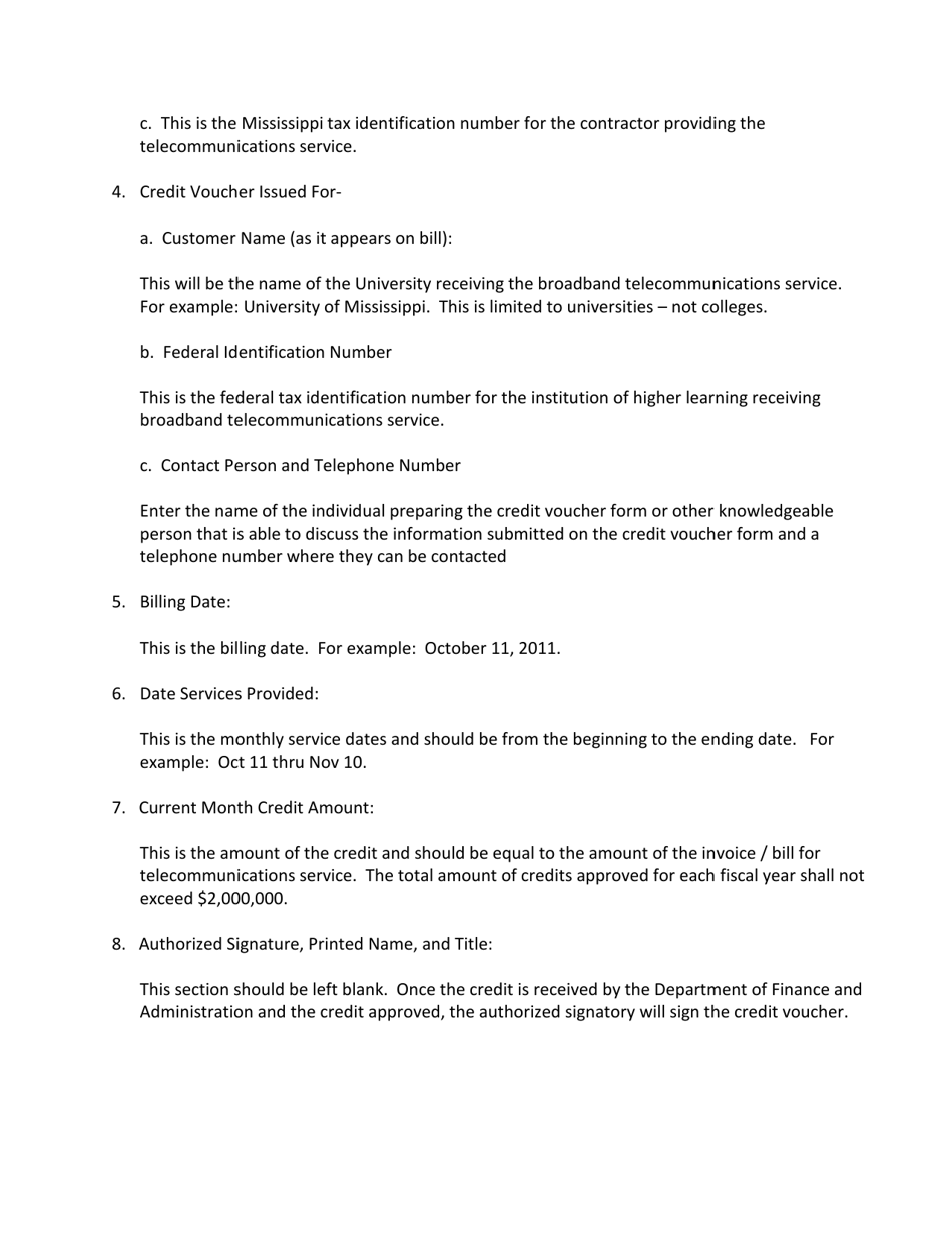 Instructions for Income and Franchise Tax Credit-In-lieu of Payment Credit Voucher - Mississippi, Page 4