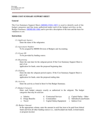 Document preview: Form MDHS-CSSS-1007 Cost Summary Support Sheet - Mississippi