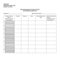 Form MDHS-SGOCL-1013 Outstanding Claimant List - Mississippi