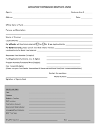 Document preview: Application to Establish or Deactivate a Fund - Mississippi