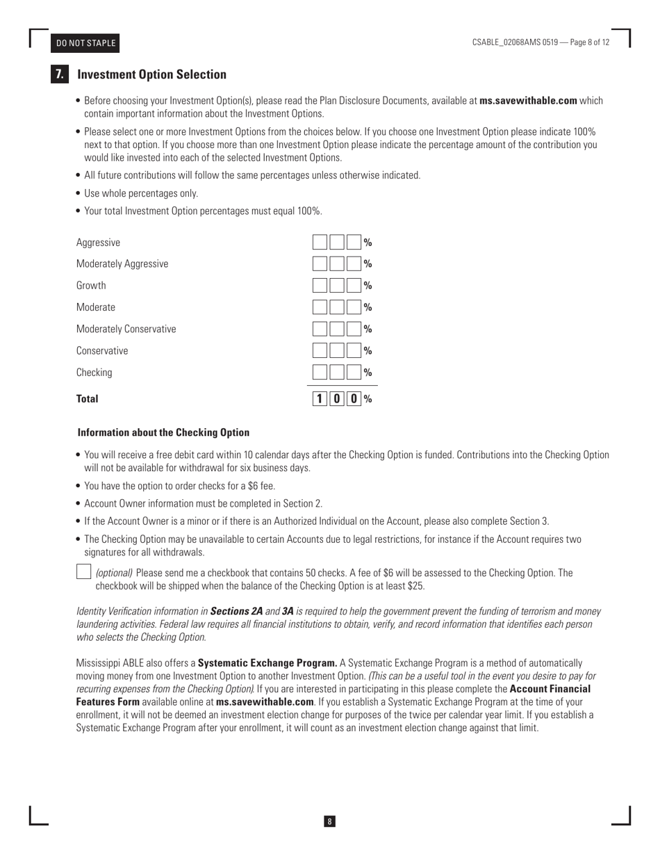 Mississippi Able Enrollment Form - Mississippi, Page 8