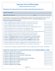 Document preview: Misdemeanor Intervention Court Program Monthly Reporting Form - Mississippi