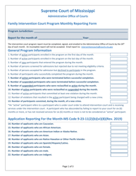 Document preview: Family Intervention Court Program Monthly Reporting Form - Mississippi