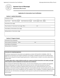 Document preview: Application for Intervention Court Certification - Mississippi